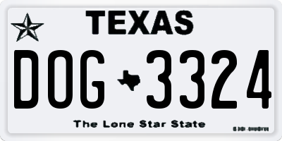 TX license plate DOG3324