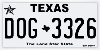 TX license plate DOG3326