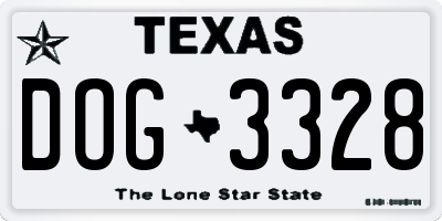 TX license plate DOG3328
