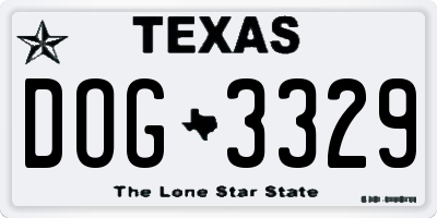 TX license plate DOG3329