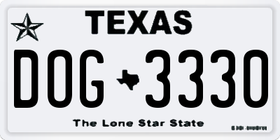 TX license plate DOG3330