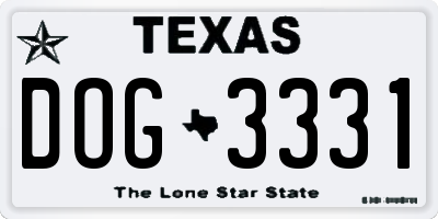 TX license plate DOG3331
