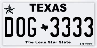 TX license plate DOG3333