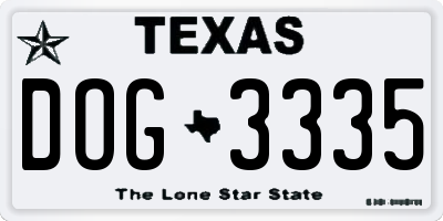 TX license plate DOG3335