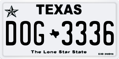 TX license plate DOG3336