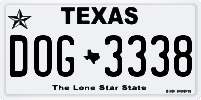 TX license plate DOG3338