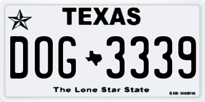 TX license plate DOG3339