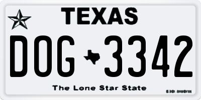 TX license plate DOG3342