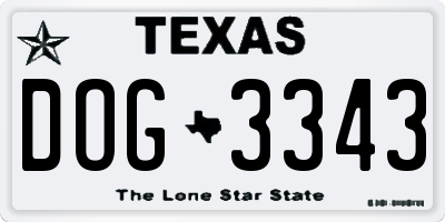 TX license plate DOG3343