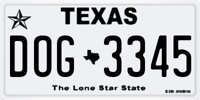 TX license plate DOG3345