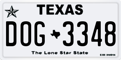 TX license plate DOG3348