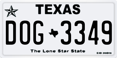 TX license plate DOG3349