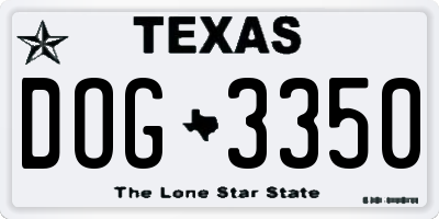 TX license plate DOG3350