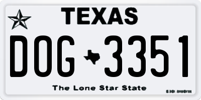 TX license plate DOG3351