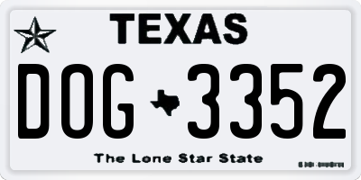 TX license plate DOG3352
