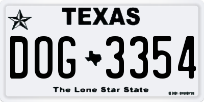 TX license plate DOG3354