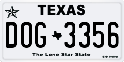 TX license plate DOG3356