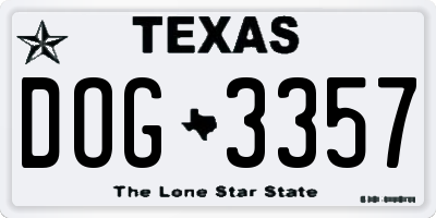 TX license plate DOG3357
