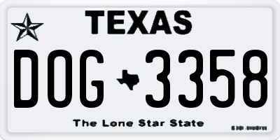 TX license plate DOG3358