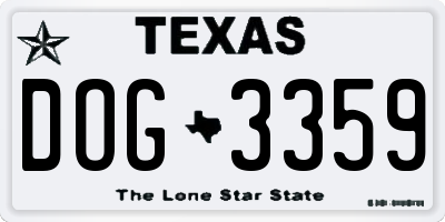 TX license plate DOG3359