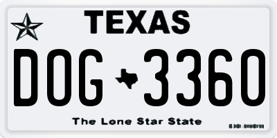 TX license plate DOG3360