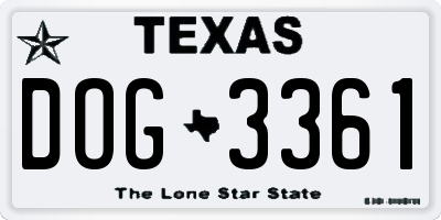 TX license plate DOG3361