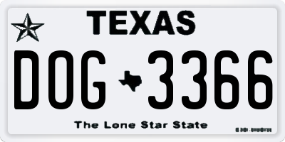 TX license plate DOG3366
