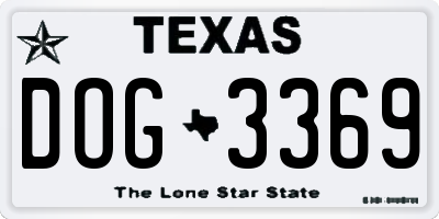 TX license plate DOG3369