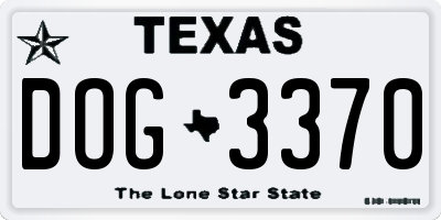 TX license plate DOG3370