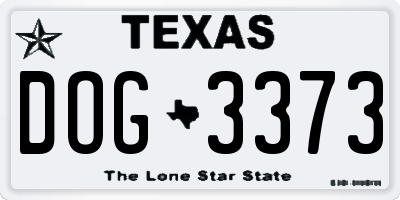 TX license plate DOG3373