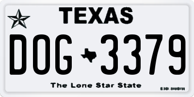 TX license plate DOG3379