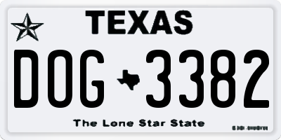 TX license plate DOG3382