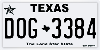 TX license plate DOG3384