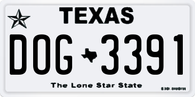 TX license plate DOG3391