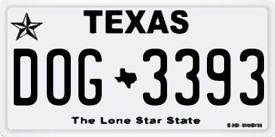 TX license plate DOG3393
