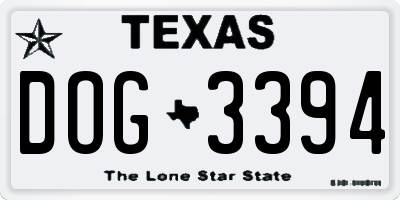 TX license plate DOG3394