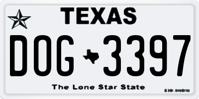 TX license plate DOG3397