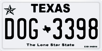 TX license plate DOG3398