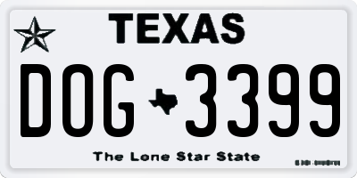 TX license plate DOG3399