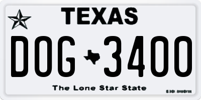 TX license plate DOG3400