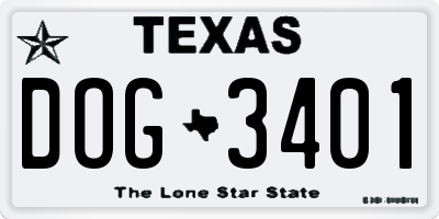 TX license plate DOG3401
