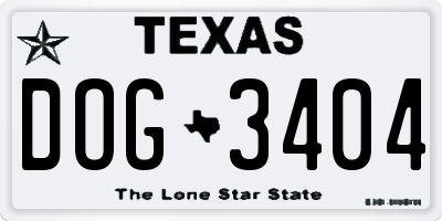 TX license plate DOG3404