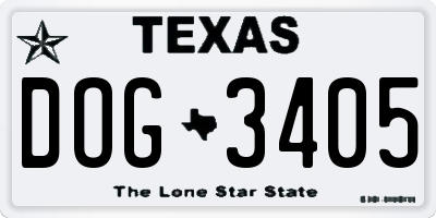 TX license plate DOG3405