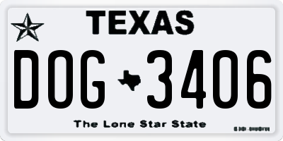 TX license plate DOG3406