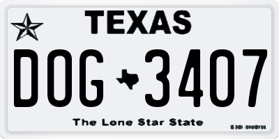 TX license plate DOG3407