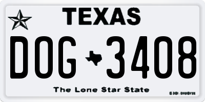 TX license plate DOG3408