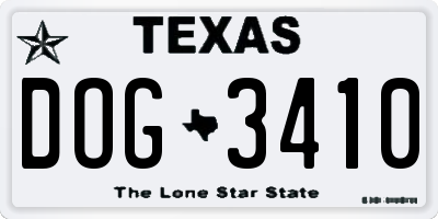 TX license plate DOG3410