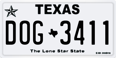 TX license plate DOG3411
