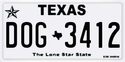 TX license plate DOG3412