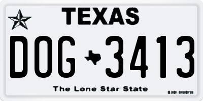 TX license plate DOG3413